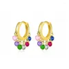 Hoop oorbellen Mooie kleurrijke kubieke zirkon Tassel oorbel voor vrouwen sierlijke gouden kleur sieraden eh482