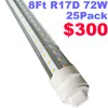 Luz de tubo de LED R17D de 8 pés, F96T12 HO BULS LED de 8 pés, Luz de 96 '' de 8ft LED Light Substitua T8 T12 Bulbos fluorescentes, entrada 100-277V, 9000lm, branco frio 6000k, lente clara Crestech