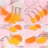 Nyckelringar Fashion Life Imitation Fruit Keychains Orange Ring Female Jewelry Cartoon Car Handväska Pendant Drop Delivery Dhij6