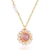 Pendant Necklaces Strawberry Crystal Pearl Necklace Female Round Beads Simple Temperament Fashion Clavicle Chain Ins Small Fresh Forest