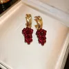 Vintage statement Wine Red Grape Design Drop -oorbellen voor vrouwen Persoonlijkheid Nieuwe Pendientes