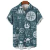 Bluzki damskie koszule Summer Men's Nautical Graphics 3D Print Shirt Fashion Lapel Lose krótkie rękawowe topy plażowe duże ubrania mężczyzn 230525