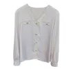 Women's Blouses Spring Fashion Button Up Satin Silk Shirt Vintage Blouse Women Office Lady Sheer Top Korean Ladies A42