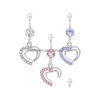 Obigo do botão do umbigo Women Heart Crystal Belly Piercing Stainless Aço corpo barbell Drop entrega de jóias DHZ9i