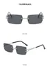 New gradient sunglasses superclear women's sunglass rimless square glasses personality fashion style beach travel sunglasses mix colors