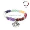 Chakra curativo naturale con perline Albero della vita Bracciale Lucky Yoga Energy Beads 7 Reiki Meditation Crystal Stone Stretch Drop Delivery J Dhnsd