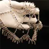 Andra modetillbehör Trendiga hatt Rhinestone Tassel Headpiece pannkedja för kvinnor Crystal Indian Bridal Head Chain Wedding Jewelry Gift J230525