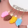 Nyckelringar Summer Creative Candy Color Soft Ice Cream Keychains Car Bag Pendant Jewelry Keyring for Women Drop Delivery DHQcy