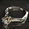 Anillos de racimo Anillo de plata de ley 925 Seis ocho corazones y flechas Circón Simulación Moissan Diamante para mujeres Regalos de boda