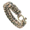 Braccialetto vichingo con ciondolo a forma di teschio in stile vichingo retrò Bracciali in paracord mimetico intrecciato per regalo da uomo