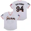 Maglia da baseball Maimi Bad Bunny bianca con maglia cucita a bandiera portoricana taglia S-3XL Alta qualità