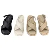 Sandaler Franska kvinnors sommar 2023 Flat Casual Sports Beach Shoes Solid Round Toe Ladies Girls Gladiator Sandale