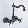 Kitchen Faucets Bathroom Basin Faucet Black Oil Rubbed Bronze Sink Tap 360 Swivel Spout Mixer Wall Mounted Lsf721