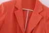 Frauenanzüge Frauen 2023 Mode Sommer Chic Flachs Kurzen Absatz Blazer Mantel Vintage Hülse Taschen Weibliche Oberbekleidung