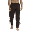 Herrbyxor S-5XL Pirate Cotton Trouser Medieval Renaissance Larp Costume Viking Leg Pet Up Linen Outfit Halloween för män plus storlek