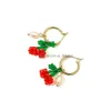 Dangle Lustre De Mode À La Main Perlé Cerise Orange Citron Fruit Boucles D'oreilles Pour Femmes Filles Femme Déclaration Livraison De Bijoux Dhjhc