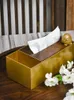 Storage Boxes Pure Brass Tissue Box Chinese Style Solid Wood Cover Light Luxury Living Room Remote Control