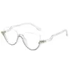 Lunettes de soleil à demi-cadre Luxury Luxury Diamond Anti Blue Lumières Lumières Femelles Femelle Optical Fashion Computer HEEGLASSES 80037