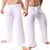 Men's Sleepwear Loungewear Mens Pajama Pants Low - Waist Fashion Sexy Loose Slippery Home Ice Silk Long-Sleeved Men Lounge Pijama