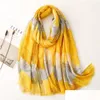 Scarves Spring Fashion Autumn Women Viscose Scarf Lovely Floralwork Hijab Shawls And Wraps Female Foards Echarpe Muslim 180X90Cm Dro Dhiex