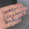 Cool Punk Pink Crystal Heart Bear Stud örhängen Skruv Piercing Piercing Purple Wings Brosk Ear Studs For Women Party Jewelry