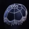 Inne modne akcesoria luksusowe rhinestone na czoło głowa Tassel Bridal Head łańcuch dla kobiet ręcznie robione kryształowe kawałki włosów akcesoria H J230525