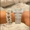 Armbanduhren 2023 Damen Silber Kristall besetzte Diamantuhr Strass Hip Hop Schmuck Uhren