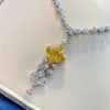 Vintage 15ct Topaz Diamond Necklace 100% Real 925 Sterling Silver Charm Wedding Pendants Necklace For Women Moissanite Jewelry