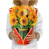 Wenskaarten vers gesneden papier pop -up 12 inch levensgrote bloemenboeket 3D -pop -up met notitiekaart en envelop drop deli dhv3p