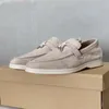 lp-loafers 피아나 커플 스웨이드 로퍼 신발 여름 산책 캐주얼 신발 매력 장식 스웨이드 로퍼 진정한 가죽 캐주얼 슬립 남자를위한 아파트 디자이너 드레스