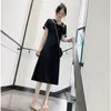 Party Dresses Vintage Black Midi Dress for Women Girl Birthday Long Pecked Button Up Korean Fashion Clothes Elegant Clothing 2023