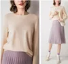 Kvinnors tröjor Pullover Autumn Winter Classic Crew Neck Elegant All-Match Wool Sticked Jumper Pull Femme