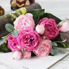 Dekorativa blommor imitation blommor 5 huvud persiska rosor hem bröllop dekoration philly silk rose po props manual diy bordsskiva vas