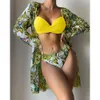 2023 Women Swimsuit Vintage Retro Bikini Three Piece Sunscreen Beach Vacation Swimming Split Set