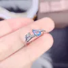 Clusterringen per sieraden Natural Real 0.5ct Blue Topaz Bladeren Stijl Ring 4 6mm Gemstone 925 Sterling Silver Fine J22591