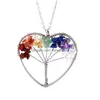 Pendant Necklaces Women Rainbow 7 Chakra Heart Tree Of Life Quartz Natural Stone Wisdom Necklace For Men Jewelry Gift Drop Delivery P Dhchr