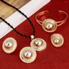 Halsbandörhängen Set Gold Color Ethiopian Ethnic Habesha Traditionell Festival Africa Women Trendy Wedding Jewelry