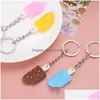 Nyckelringar Summer Creative Candy Color Soft Ice Cream Keychains Car Bag Pendant Jewelry Keyring for Women Drop Delivery DHQcy