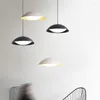 Pendant Lamps Nordic Modern White Black Minimalist LED Lights Round Disk Hanging Light Kitchen Dining Room Home Decor Ceiling