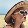 2023 Oval Frame Sunglasses Designer Style Women Vintage Black White Shades Fashion Eyewear Outdoor S49