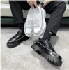 Sapatos brancos de plataforma de salto grossa pretos homens sapatos de negócios formais cavalheiros derby sapato