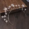 Andere mode -accessoires Trendy Silver Color Tiaras en Crowns Stars Princess Queen Diadems Bride Wedding Hair Accessories Rhinestone Hairbands Jood J230525