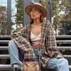 Bluzki damskie vintage damskie koszulę w kratę wiosną jesienne topy z długim rękawem Streetwear Oversize retro bluzka Camisa feminina