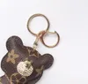 2023 Hot Sale Ny modenyckelkedja Tillbehör Tassel Key Ring Pu Leather Bear Mönster Bil Keychain Jewelry Bag Charm Charm