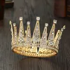 Inne modne akcesoria Złote Rhinestone Okrągła korona Tiara Biżuter Welf Hair Akcesoria do noszenia korony ślubnej Crystal Rhinestone Crown G J230525