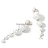 Dangle Chandelier New Fashion Charm Big Simated Pearl Long Boucles d'oreilles pour les femmes Déclaration Drop Party Office Lady Gift Delive Dhqkb