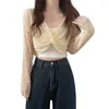 여성용 블라우스 여성 여름 데일리 탑 숄 레이스 메쉬 긴 소매가 가우 고기 셔츠