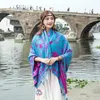 Foulards Femme cachemire Foulard Femme foulard carré fleur de soleil vent National Lijiang Jacquard châle hiver épaissi