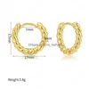 Hoop Huggie Gold Sier Color Tiny Twisted Earrings Minimalist Chunky Hoops Geometrical Brass Earring for Women Jewelry Gift Drop Del Dhxcl