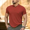 Men's Casual Shirts Men Button Up Short Sleeve Slim Fit Business V Neck Shirt T Blouse